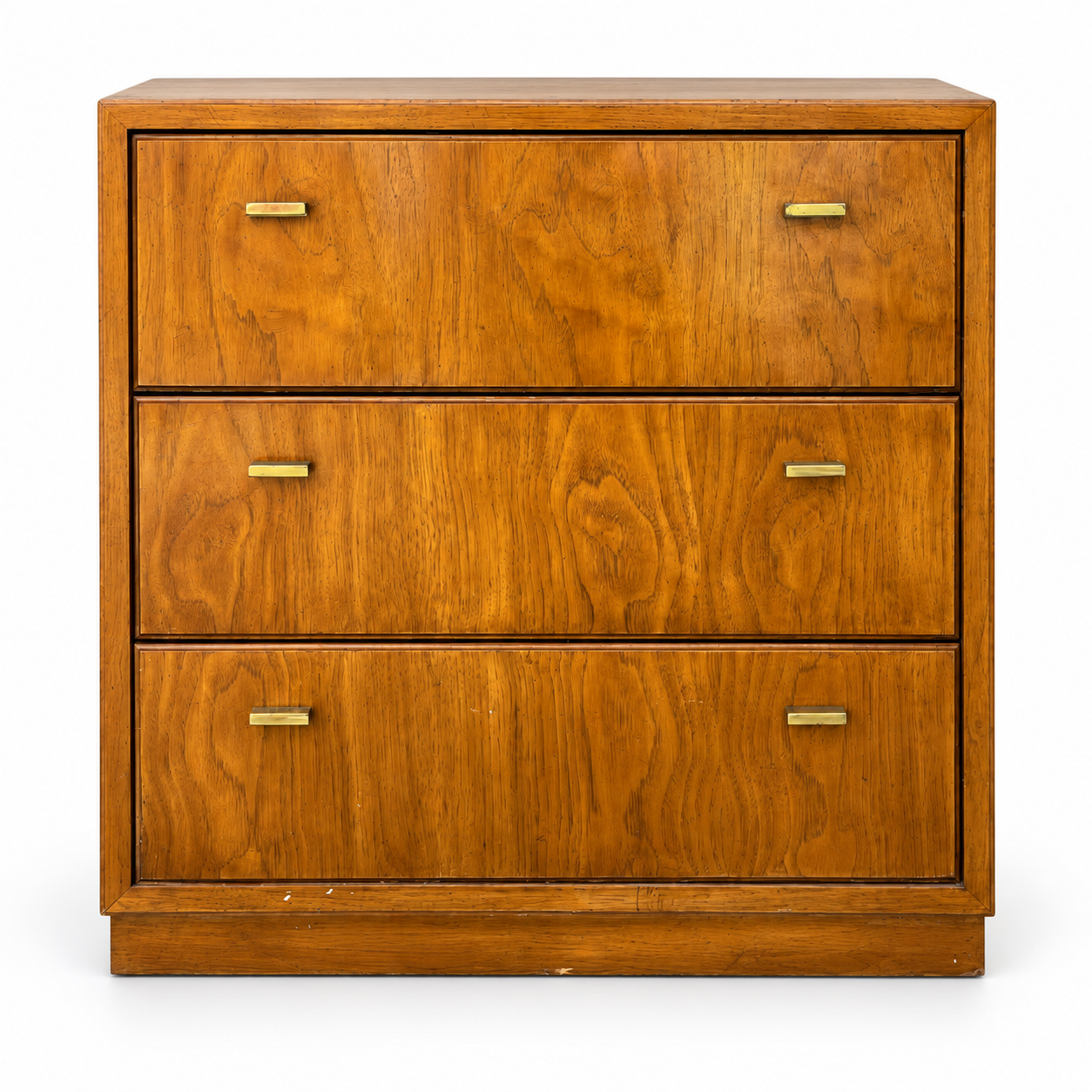 SKU 09015 Drexel three drawer vintage dresser — original finish, straight-on front
