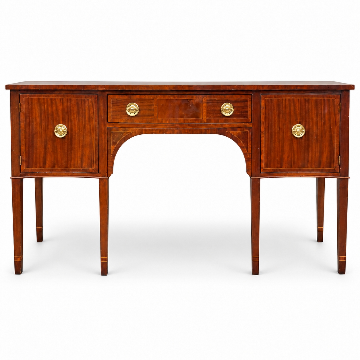 SKU 09016 Baker vintage buffet — original finish, level straight-on front with six original legs