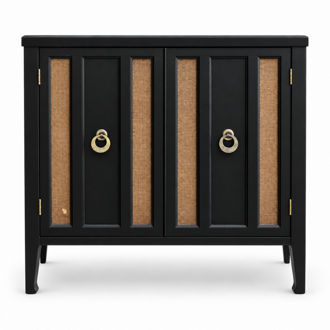 09017 vintage cane cabinet in Black satin paint