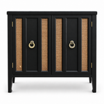 09017 vintage cane cabinet in Black satin paint