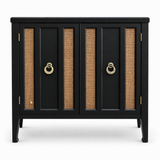 09017 vintage cane cabinet in Black satin paint