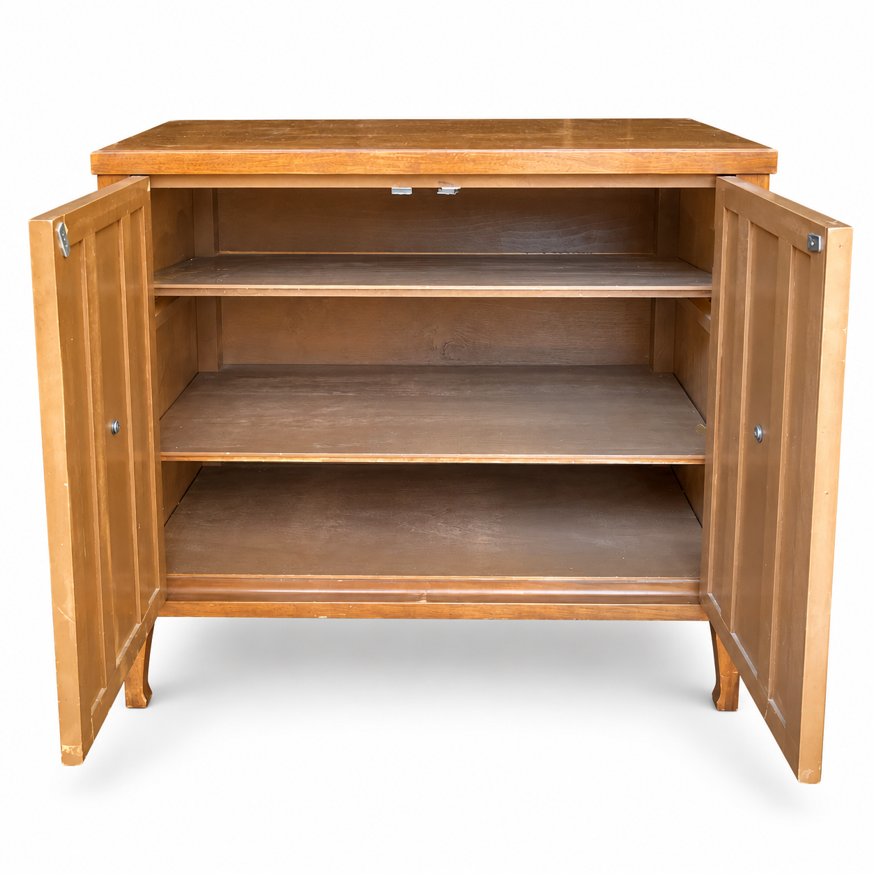 09017 vintage cane cabinet original finish — doors open