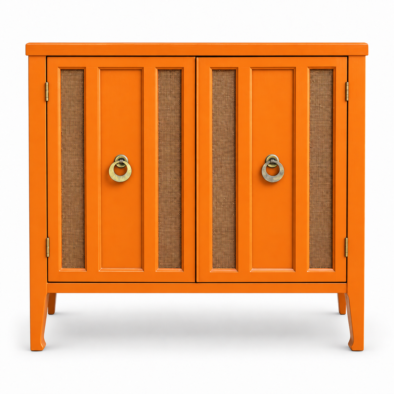 09017 vintage cane cabinet in Electric Orange satin paint