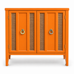 09017 vintage cane cabinet in Electric Orange satin paint