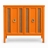 09017 vintage cane cabinet in Electric Orange satin paint