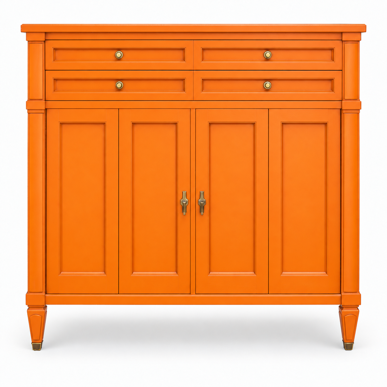 09018 vintage White Fine Furniture tallboy in Electric Orange satin paint
