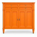 09018 vintage White Fine Furniture tallboy in Electric Orange satin paint