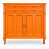 09018 vintage White Fine Furniture tallboy in Electric Orange satin paint
