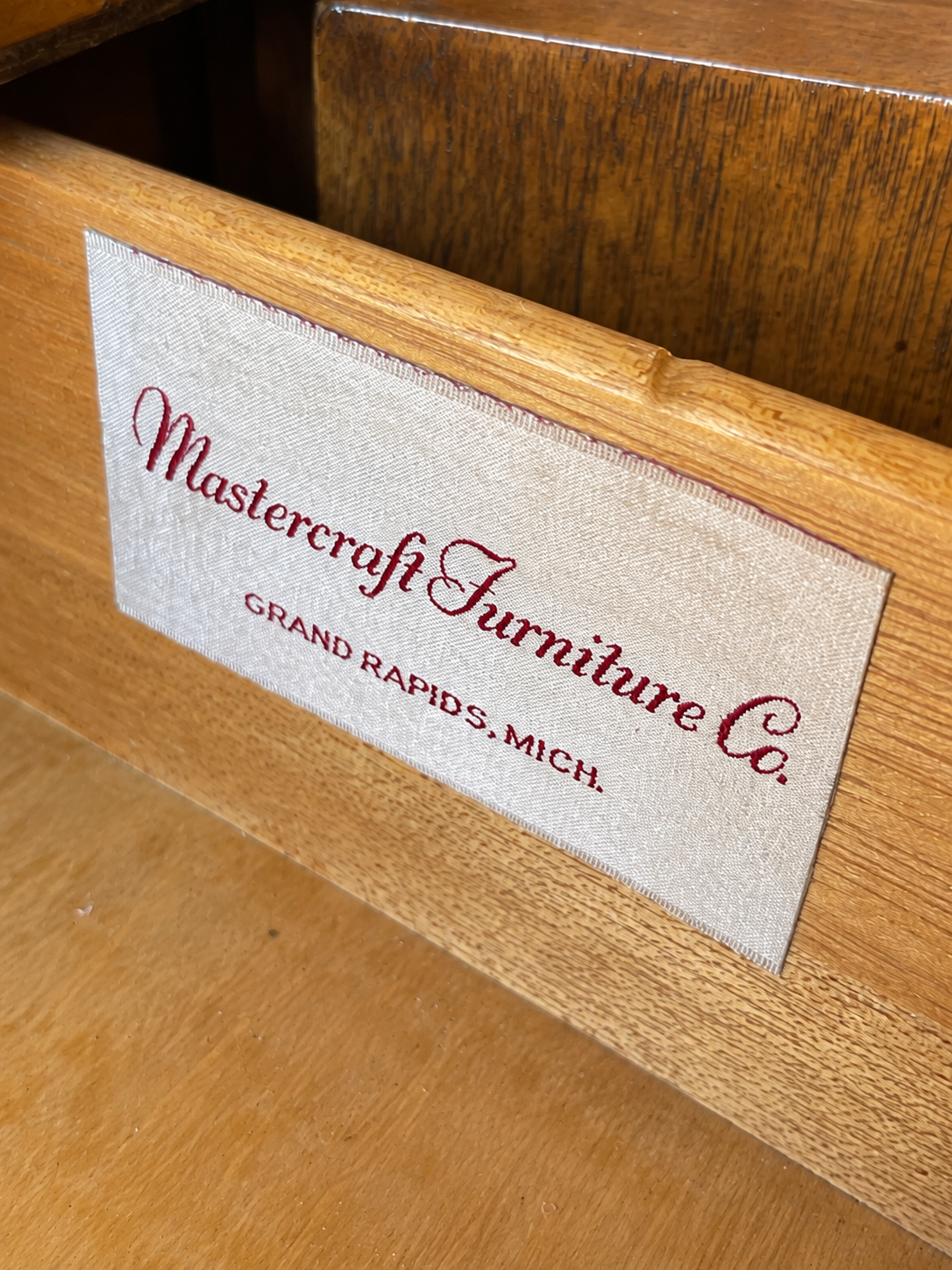 Vintage Mastercraft cabinet #09019 — maker label in original finish