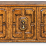 SKU 09020 Mastercraft three door vintage cabinet — original finish, straight-on front