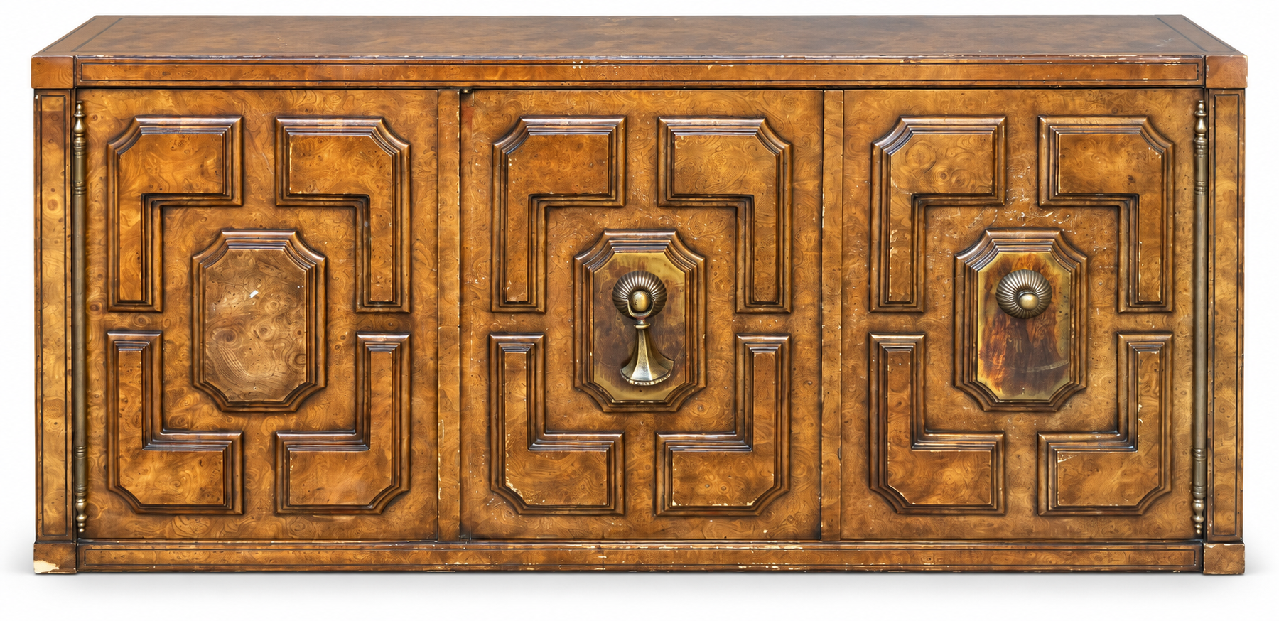 SKU 09020 Mastercraft three door vintage cabinet — original finish, straight-on front