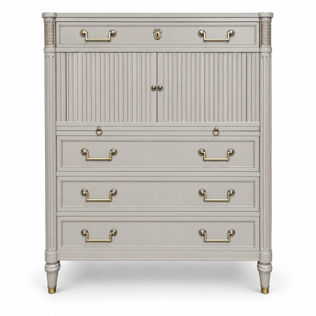 SKU 09022 Kindel vintage dresser — closed-door painted preview Framed