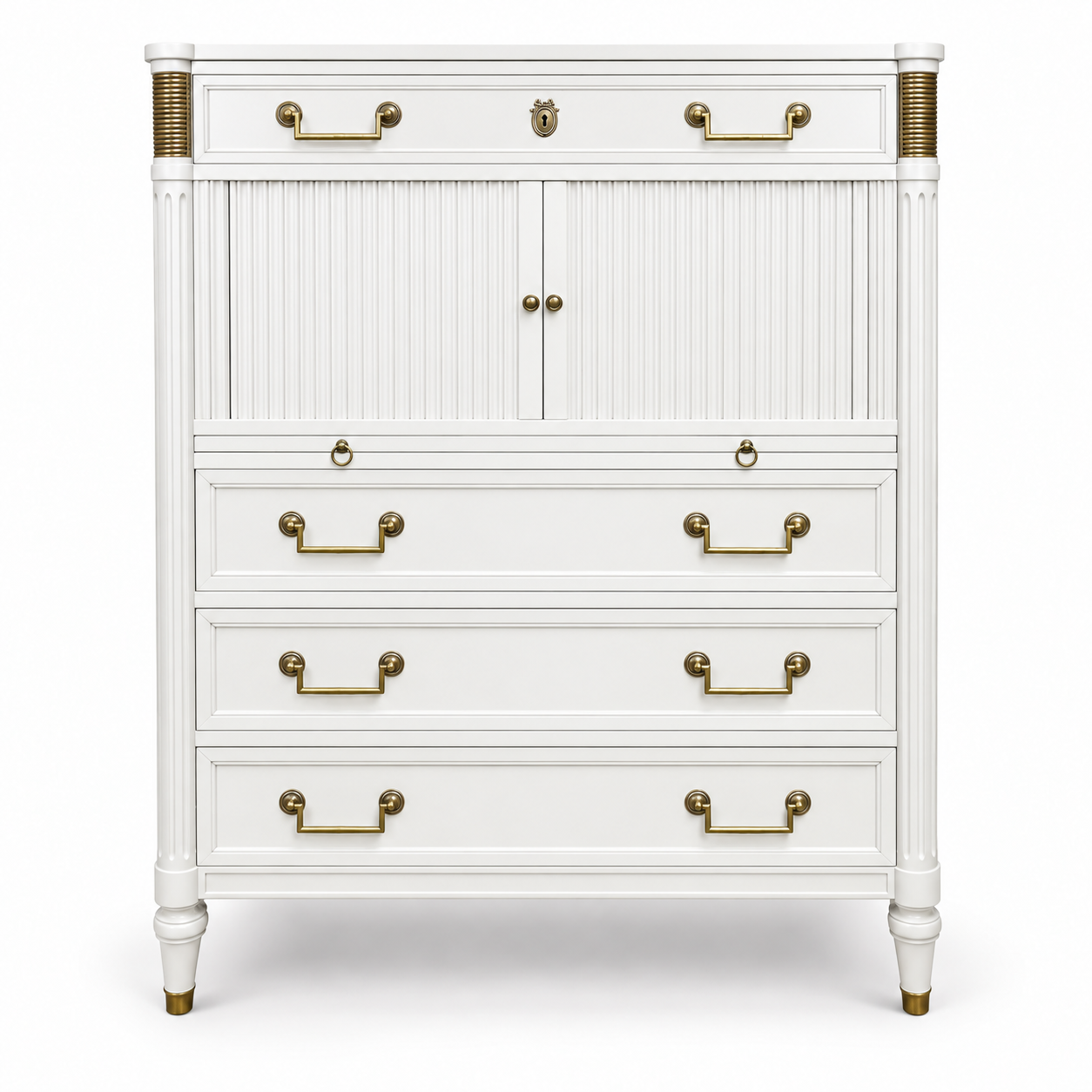 SKU 09022 Kindel vintage dresser — closed-door painted preview White
