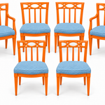 SKU 09026 dining chairs — digitally painted preview Electric Orange