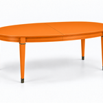 SKU 09027 Century dining table — digitally painted preview Electric Orange