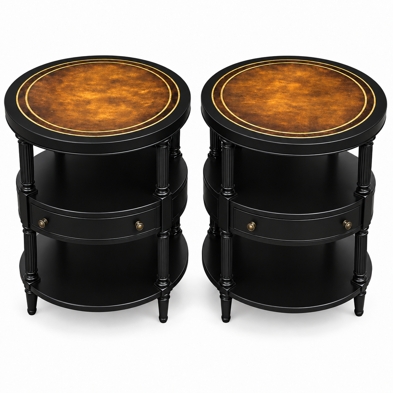 SKU 09029 side table pair — digitally painted preview Black