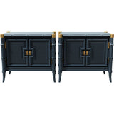 27.5" Unfinished 2 Door Vintage Bamboo Style Side Table Set of 2 #08833