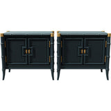 27.5" Unfinished 2 Door Vintage Bamboo Style Side Table Set of 2 #08833