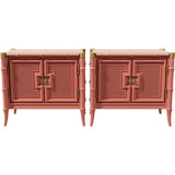 27.5" Unfinished 2 Door Vintage Bamboo Style Side Table Set of 2 #08833