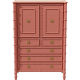 38" Unfinished 2 Door 5 Drawer Vintage Bamboo Style Hutch #08840