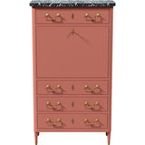 31.5" Unfinished 4 Drawer Vintage Marble Top Tallboy #08767