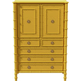 38" Unfinished 2 Door 5 Drawer Vintage Bamboo Style Hutch #08840