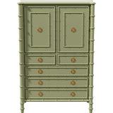 38" Unfinished 2 Door 5 Drawer Vintage Bamboo Style Hutch #08840