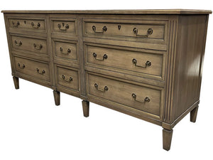 74" Unfinished 9 Drawer Heritage Henredon Vintage Dresser #08393