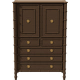 38" Unfinished 2 Door 5 Drawer Vintage Bamboo Style Hutch #08840