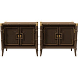 27.5" Unfinished 2 Door Vintage Bamboo Style Side Table Set of 2 #08833