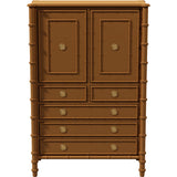 38" Unfinished 2 Door 5 Drawer Vintage Bamboo Style Hutch #08840