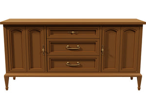 64" Unfinished 3 Drawer 2 Door White Fine Furniture Vintage Buffet #08201