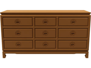 60" Unfinished 9 Drawer Vintage Dresser #08598