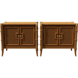 27.5" Unfinished 2 Door Vintage Bamboo Style Side Table Set of 2 #08833