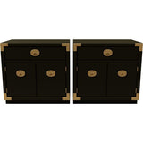 24" Unfinished 2 Door 1 Drawer Vintage 2 Side Table Set #08117