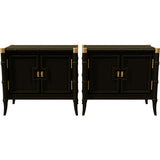 27.5" Unfinished 2 Door Vintage Bamboo Style Side Table Set of 2 #08833