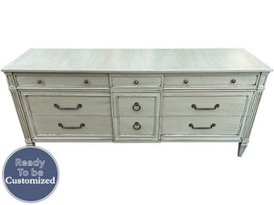74" Unfinished 9 Drawer Henredon Vintage Dresser #08448