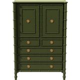 38" Unfinished 2 Door 5 Drawer Vintage Bamboo Style Hutch #08840