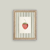 Strawberries on Stripes Framed Antique Art