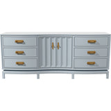 78" Unfinished 2 Door 6 Drawer Vintage Buffet #08819