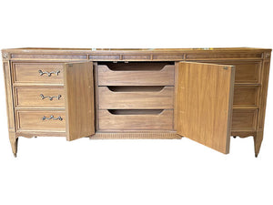 76" Finished Hunter Satin 2 Door 6 Drawer American Of Martinsville Vintage Buffet #08351