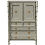 38" Unfinished 2 Door 5 Drawer Vintage Bamboo Style Hutch #08840