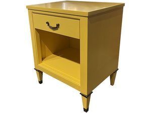 22" Finished 1 Drawer Cali Yellow Satin Century Vintage Single Nightstand #08260