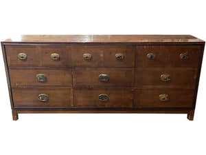 72" Unfinished 9 Drawer Hickory Manufacture Co Vintage Dresser #08341