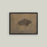 Buffalo in a Sandstorm Framed Antique Art