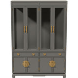 56" Unfinished 8 Door 2 Drawer Vintage Hutch #08844