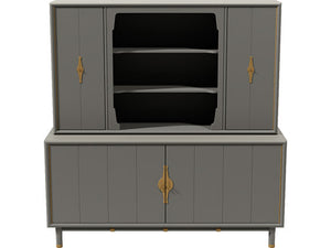 67" Unfinished 4 Door Vintage Hutch #08535