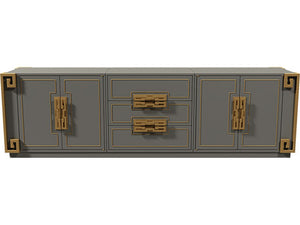 105" Unfinished 4 Door 3 Drawer Mastercraft Furniture co. Vintage Buffet #07991