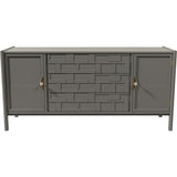 62" Unfinished 3 Drawer 2 Door Vintage Buffet #08769