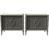 27.5" Unfinished 2 Door Vintage Bamboo Style Side Table Set of 2 #08833